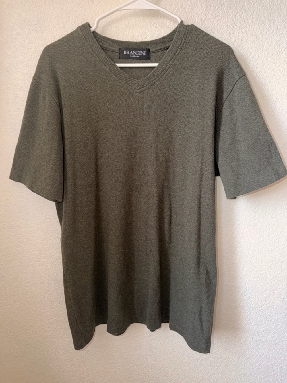 Brandini Olive V-Neck Dress Shirt for Men